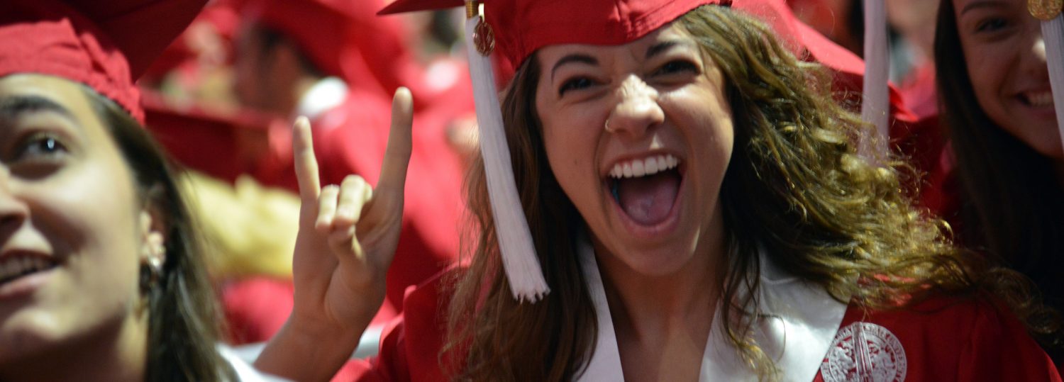 Graduate enters Commencement.